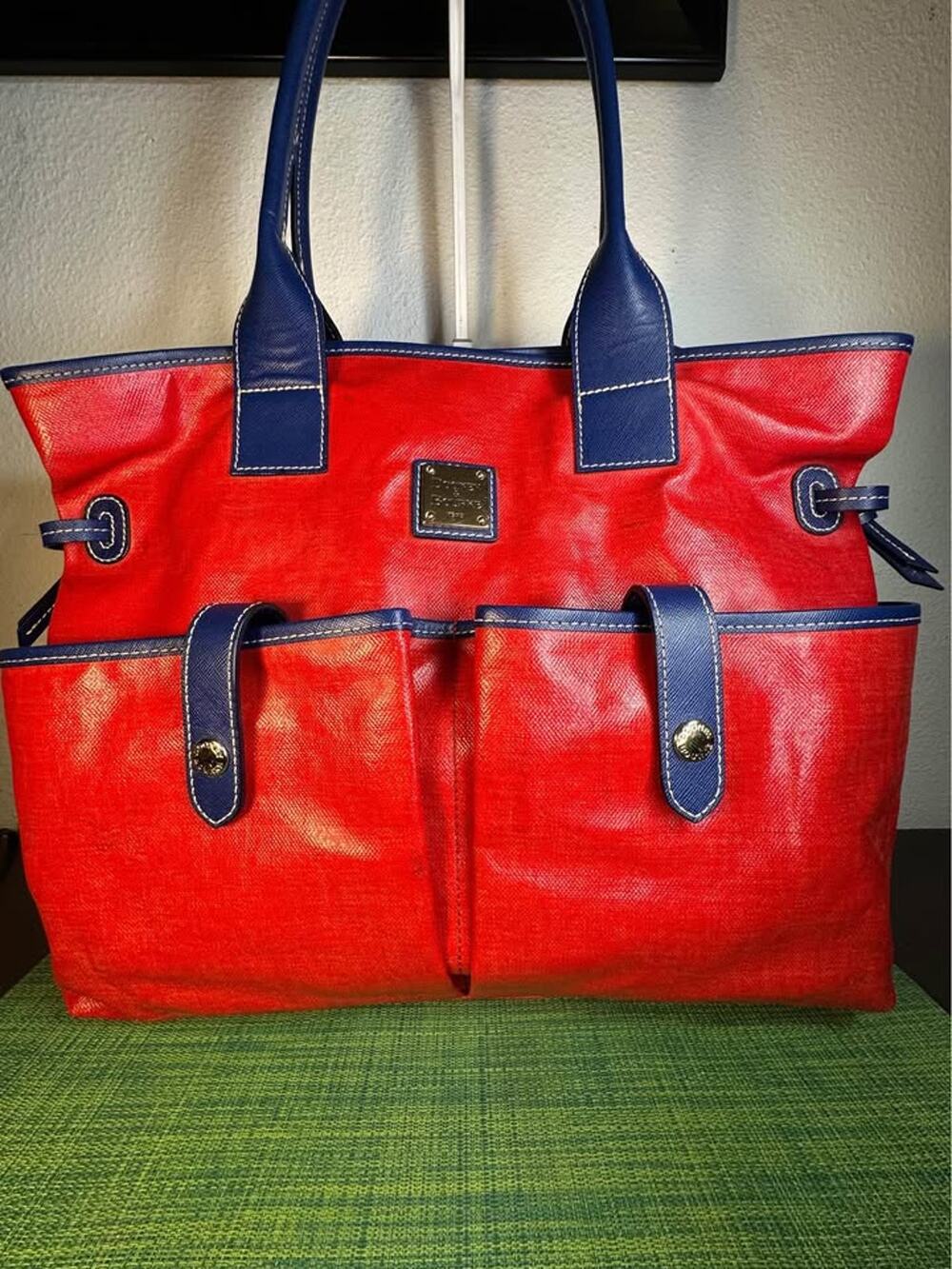 Dooney & Bourke Italian Nylon Pocket Tote – Vibrant Red & Royal Blue